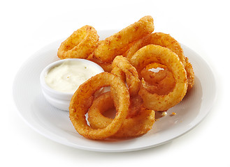 Image showing onion rings and dip sauce