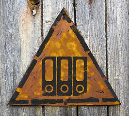 Image showing Folders Icon on Rusty Warning Sign.