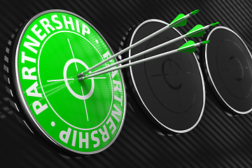 Image showing Partnership Words on Green Target.