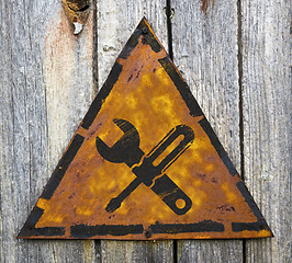 Image showing Service Concept on Rusty Warning Sign.