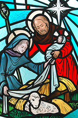 Image showing Nativity stained glass.