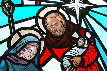 Image showing Nativity stained glass.