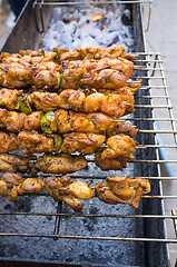 Image showing Grilled chicken skewers