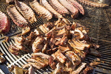 Image showing Grilling pork ribs