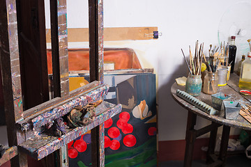 Image showing Easel in painters atelier