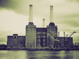 Image showing Vintage sepia Battersea Powerstation, London