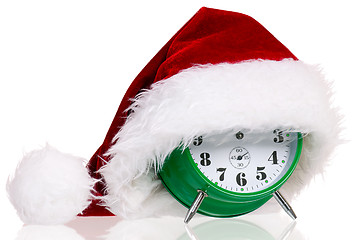 Image showing Alarm clock with santa hat