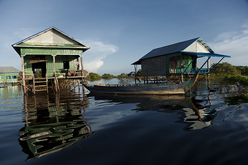 Image showing Wooden stilt houses