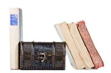 Image showing pile of old books, isolated on white 