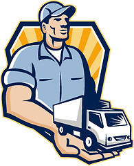 Image showing Delivery Man Handing Removal Van Crest Retro