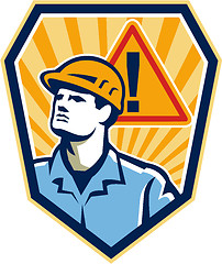 Image showing Contractor Construction Worker Caution Sign Retro