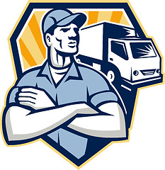 Image showing Removal Man Moving Delivery Van Crest Retro