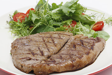 Image showing Low carb steak and salad closeup