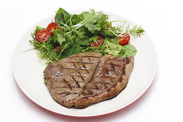 Image showing Low carb steak and salad