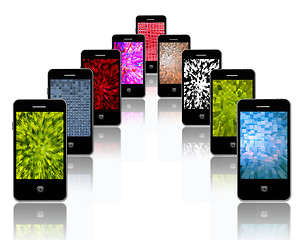 Image showing mobile phones with different abstract textures