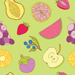 Image showing Seamless fruits background