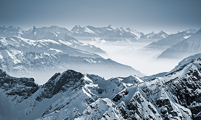 Image showing Snowy Mountains in the Swiss Alps