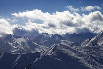 Image showing Evening mountains in haze