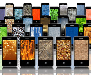 Image showing mobile phones with different abstract textures