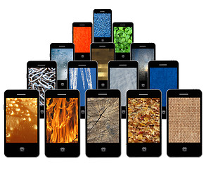 Image showing mobile phones with different abstract textures