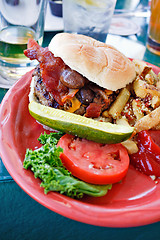 Image showing Bacon Mushroom Cheeseburger