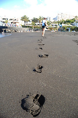 Image showing Footprints on the beach