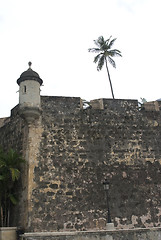 Image showing the wall and sentry post old san juan