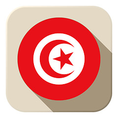 Image showing Tunisia Flag Button Icon Modern