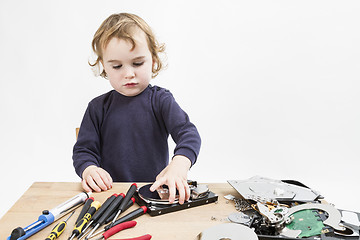 Image showing child repairing computer part