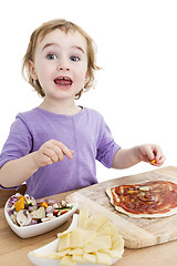 Image showing child making pizza