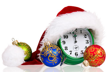 Image showing Alarm clock with santa hat