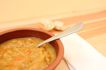 Image showing Closeup of chunky vegetable soup