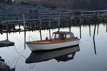 Image showing  Lonely boat in the harbor