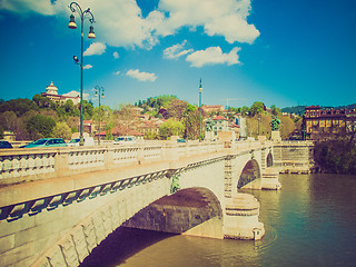 Image showing Retro look River Po Turin