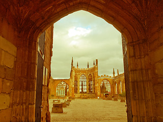 Image showing Retro looking Coventry Cathedral ruins