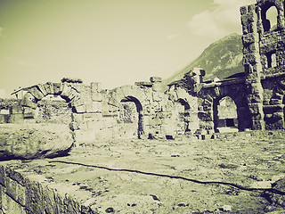 Image showing Vintage sepia Roman Theatre Aosta