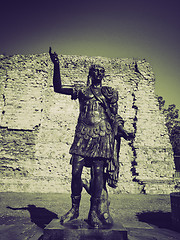 Image showing Vintage sepia Emperor Trajan Statue