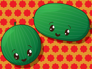 Image showing Kawaii  watermelon icons