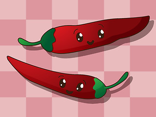 Image showing Kawaii hot paprika icons