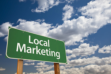 Image showing Local Marketing Green Road Sign Over Sky