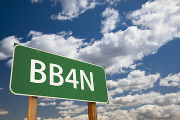 Image showing BB4N Green Road Sign Over Sky