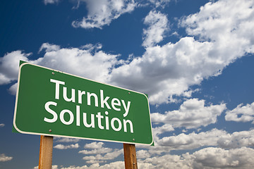 Image showing Turnkey Solution Green Road Sign Over Sky