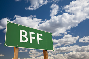 Image showing BFF Green Road Sign Over Sky