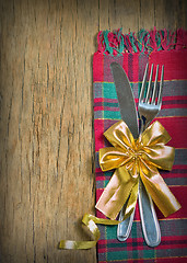 Image showing Christmas Decoration Over Wooden Background