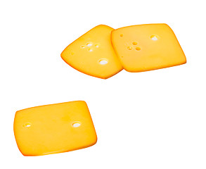 Image showing Three slices of cheese