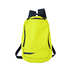 Image showing Yellow-green backpack isolated with path