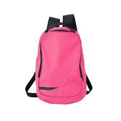 Image showing Pink backpack isolated with path