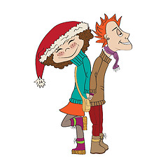 Image showing funny couple in the winter