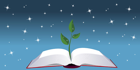 Image showing Open book with tree sprout
