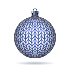 Image showing Blue Knitted Christmas Ball.